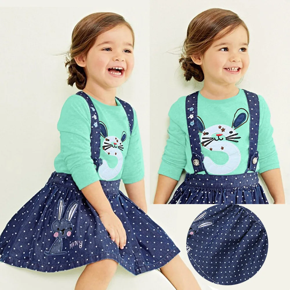 Toddler Baby Girls Clothes Set Cartoon Rabbit Ear Print Tops Long Sleeve Shirts+Bold Dot Braces Skirt 2Pcs Infant Kids Clothes
Toddler Baby Girls Clothes Set Cartoon Rabbit Ear Print Tops Long Sleeve Shirts+Bold Dot Braces Skirt 2Pcs Infant Kids Clothes