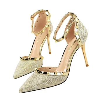High Quality Rivets Women Shoes Pu Leather Sandalias High Heels Sexy Woman Party Wedding Shoes Gold
High Quality Rivets Women Shoes Pu Leather Sandalias High Heels Sexy Woman Party Wedding Shoes Gold