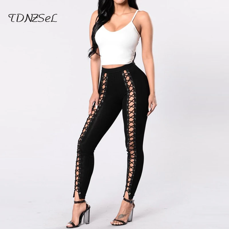 Sexy Front Eyelet Bandage Hollow Out Pencil Pant Black White New Fashion Skinny Leggings Long Pants Women High Waist Trousers
Sexy Front Eyelet Bandage Hollow Out Pencil Pant Black White New Fashion Skinny Leggings Long Pants Women High Waist Trousers