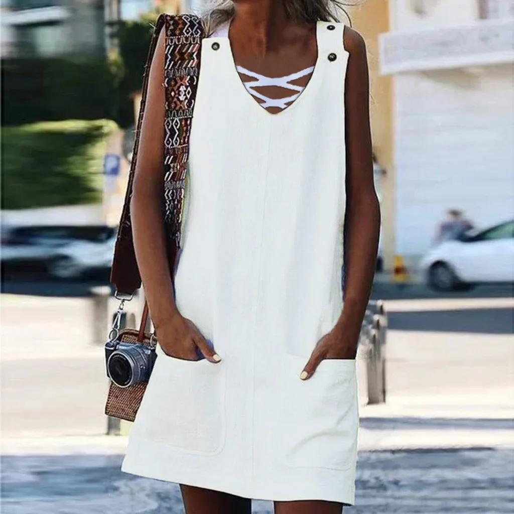 Women V-Neck Summer Dress Shift Daily Casual Splice Pockets Button Plain Cotton Dresses Summer Dresses 2019 Beach Dress vestidos
Women V-Neck Summer Dress Shift Daily Casual Splice Pockets Button Plain Cotton Dresses Summer Dresses 2019 Beach Dress vestidos