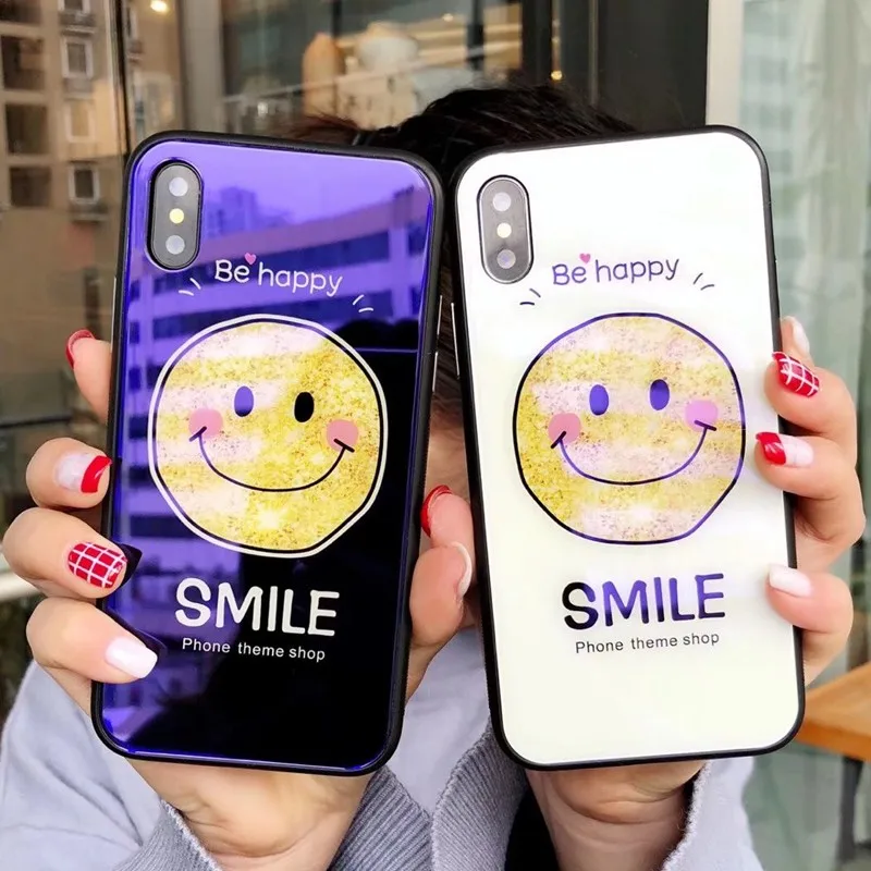 Cute Cartoon Smile Face Phone Case For iPhone X XS Case Blue-ray Tempered Glass Soft TPU Bumper Cover For iPhone 8 7 6 6s Plus
Cute Cartoon Smile Face Phone Case For iPhone X XS Case Blue-ray Tempered Glass Soft TPU Bumper Cover For iPhone 8 7 6 6s Plus