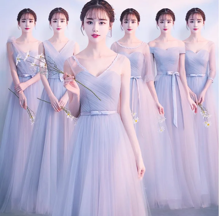 Beauty Emily Grey Lace Bridesmaid Dresses 2020 Long A-line Wedding Party Gown Formal Dress Robe De Soiree | Свадьбы и торжества
