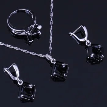 Silky Quadrilateral Black Cubic Zirconia Silver Plated Jewelry Sets Earrings Pendant Chain Ring V0974
Silky Quadrilateral Black Cubic Zirconia Silver Plated Jewelry Sets Earrings Pendant Chain Ring V0974