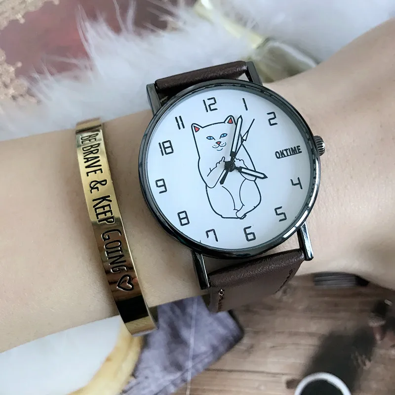 2017 Trendy Middle Finger Cat Quartz Watch, Cute Cat Magic Watch Casual Analog Quartz Wrist Watch Genuine Leather Watch
2017 Trendy Middle Finger Cat Quartz Watch, Cute Cat Magic Watch Casual Analog Quartz Wrist Watch Genuine Leather Watch