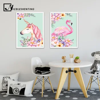 Flower Unicorn Flamingo Canvas Poster Nursery Print Watercolor Painting Wall Art Decorative Picture Nordic Style Kids Decoration
Flower Unicorn Flamingo Canvas Poster Nursery Print Watercolor Painting Wall Art Decorative Picture Nordic Style Kids Decoration