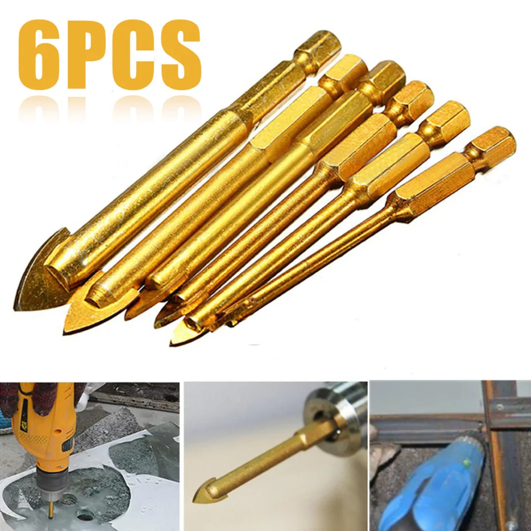 6Pcs/set 4-12mm 1/4" Hex Shank Ceramic Tile Glass Drill Bits Set For Chucks Bit Holder Accessories
6Pcs/set 4-12mm 1/4" Hex Shank Ceramic Tile Glass Drill Bits Set For Chucks Bit Holder Accessories