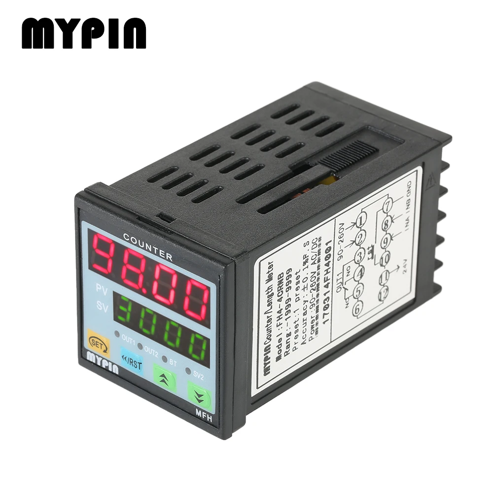 MYPIN 4 Digital Counter Length Counter Length Meter Multi-functional Intelligent 90-260V AC/DC Preset Relay Output PNP NPN
MYPIN 4 Digital Counter Length Counter Length Meter Multi-functional Intelligent 90-260V AC/DC Preset Relay Output PNP NPN