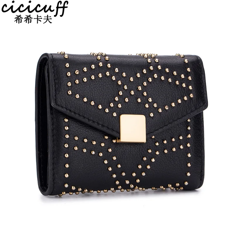 CICICUFF New Woman Small Wallet Female Genuine Leather Bifold Short Purse Fashion Rivet Designer Wallets Coin Purses for Women
CICICUFF New Woman Small Wallet Female Genuine Leather Bifold Short Purse Fashion Rivet Designer Wallets Coin Purses for Women