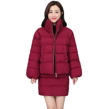 Thick Warm Cotton 2 Piece Set Women Tops Winter Jacket Korean Cotton Padded Coat Sexy Short Skirt Sweet Womens Clothing A801
Thick Warm Cotton 2 Piece Set Women Tops Winter Jacket Korean Cotton Padded Coat Sexy Short Skirt Sweet Womens Clothing A801