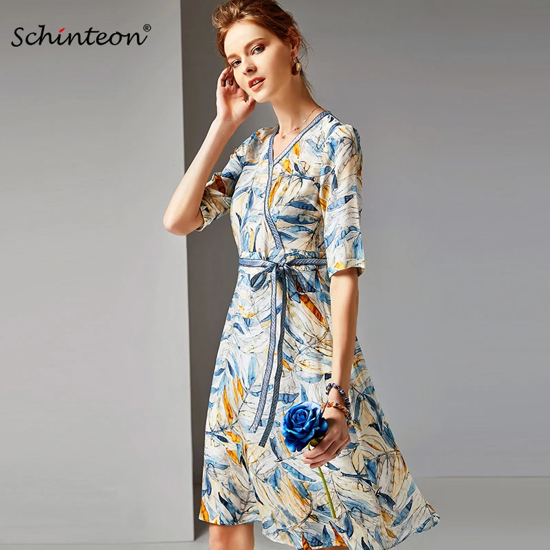 2019 Spring Summer 100% Real Silk Print Dress V-Neck Long Elegant Dress with Belt Half Sleeve Party New Arrival
2019 Spring Summer 100% Real Silk Print Dress V-Neck Long Elegant Dress with Belt Half Sleeve Party New Arrival