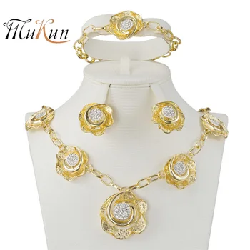 MUKUN African Jewelry Sets pattern design Style Gold-color Bridal Wedding Accessories Necklace Bracelet Earrings Rings Set
MUKUN African Jewelry Sets pattern design Style Gold-color Bridal Wedding Accessories Necklace Bracelet Earrings Rings Set