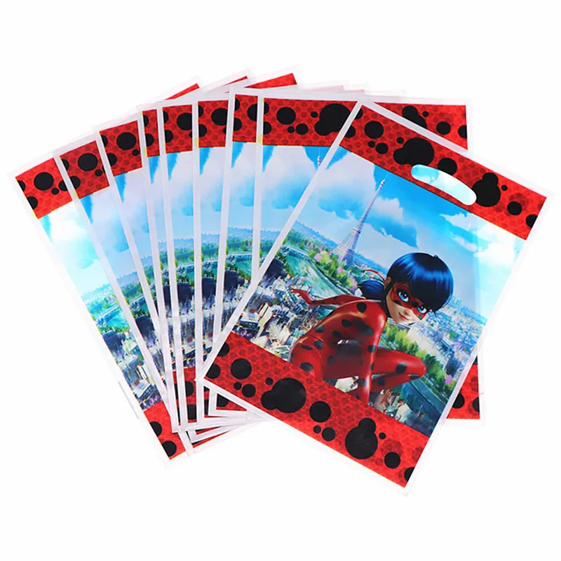 10pcs/lot Happy Birthday Party Miraculous Ladybug Cartoon Theme Loot Bag Baby Shower Decorate Girls Favors Plastic Gifts Bags
10pcs/lot Happy Birthday Party Miraculous Ladybug Cartoon Theme Loot Bag Baby Shower Decorate Girls Favors Plastic Gifts Bags