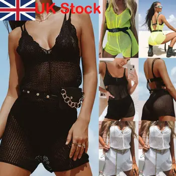 Women Mesh Fish Net Bodysuit Leotard Top Sleeveless Mesh Playsuit Summer Neon Green Jumpsuit Short Jump Suit Beach Swimwear
Women Mesh Fish Net Bodysuit Leotard Top Sleeveless Mesh Playsuit Summer Neon Green Jumpsuit Short Jump Suit Beach Swimwear