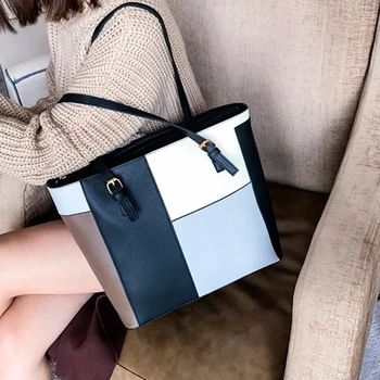 Bags 2019 women's Handbag Fashion Brief Tote Color Block Casual Handbag Shoulder Bags High Capacity Women Messenge Bag 
Bags 2019 women's Handbag Fashion Brief Tote Color Block Casual Handbag Shoulder Bags High Capacity Women Messenge Bag