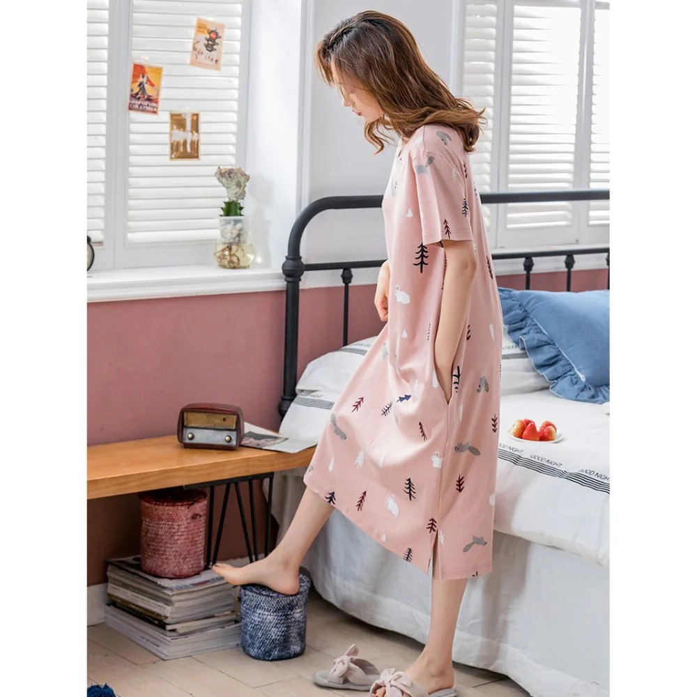Women's Sleep Lounge Nightgowns Sleepshirts Sleeping long Skirt Female Summer Cotton Short Sleeve Lovely Loose one piece Dresses
Women's Sleep Lounge Nightgowns Sleepshirts Sleeping long Skirt Female Summer Cotton Short Sleeve Lovely Loose one piece Dresses