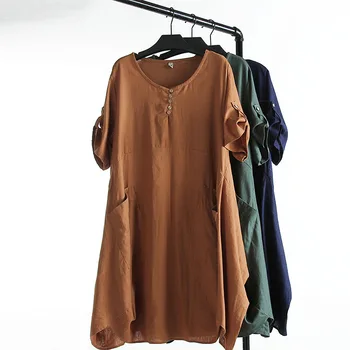 4XL women cotton linen dresses2018 plus size dress woman loosen cotton casual fashion big size lady green summer dress oversize
4XL women cotton linen dresses2018 plus size dress woman loosen cotton casual fashion big size lady green summer dress oversize