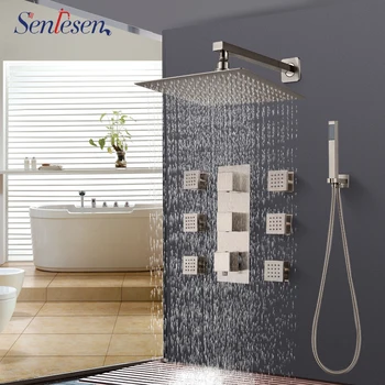 Senlesen Thermostatic Shower Faucet Brushed Nickle Stainless Steel Wall/ Ceiling Mount Water Mixer Tap Para Bathroom Shower
Senlesen Thermostatic Shower Faucet Brushed Nickle Stainless Steel Wall/ Ceiling Mount Water Mixer Tap Para Bathroom Shower
