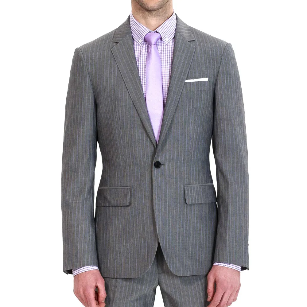 Men's 2 Piece 1 Button Notch Lapel Slim Classic Stripe Gray Suits For Business Event Or Tailor Made Groom Tuxedos Men Suits 
Men's 2 Piece 1 Button Notch Lapel Slim Classic Stripe Gray Suits For Business Event Or Tailor Made Groom Tuxedos Men Suits