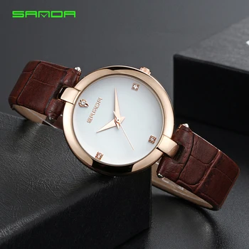 

Famous luxury brand Sanda P196 waterproof female watch fashion belt simple female watch quartz watch Clock relojes mujer saat