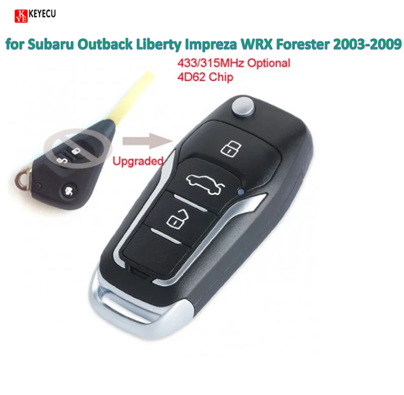 Keyecu DIY Upgraded Flip Remote Car Key Fob 315/433MHz 4D62 for Subaru Outback Liberty Impreza WRX Forester 2003-2009 Years
Keyecu DIY Upgraded Flip Remote Car Key Fob 315/433MHz 4D62 for Subaru Outback Liberty Impreza WRX Forester 2003-2009 Years