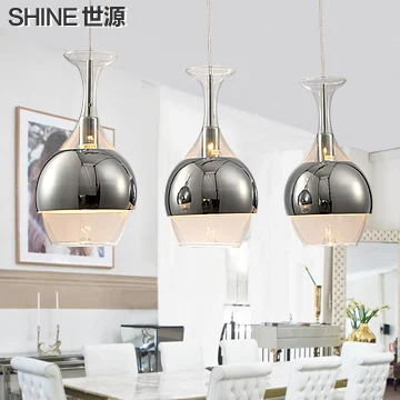 Image Fashion brief modern pendant light restaurant lamp dinning room glass pendant lamp three head pendant lights