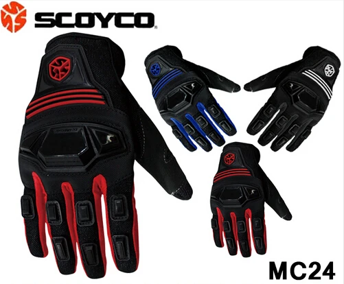 

(1pair&3colors) Hot Promotion Motorcycle Full Finger Summer Glove Rubber Shell Racing Gloves(Scoyco MC24)