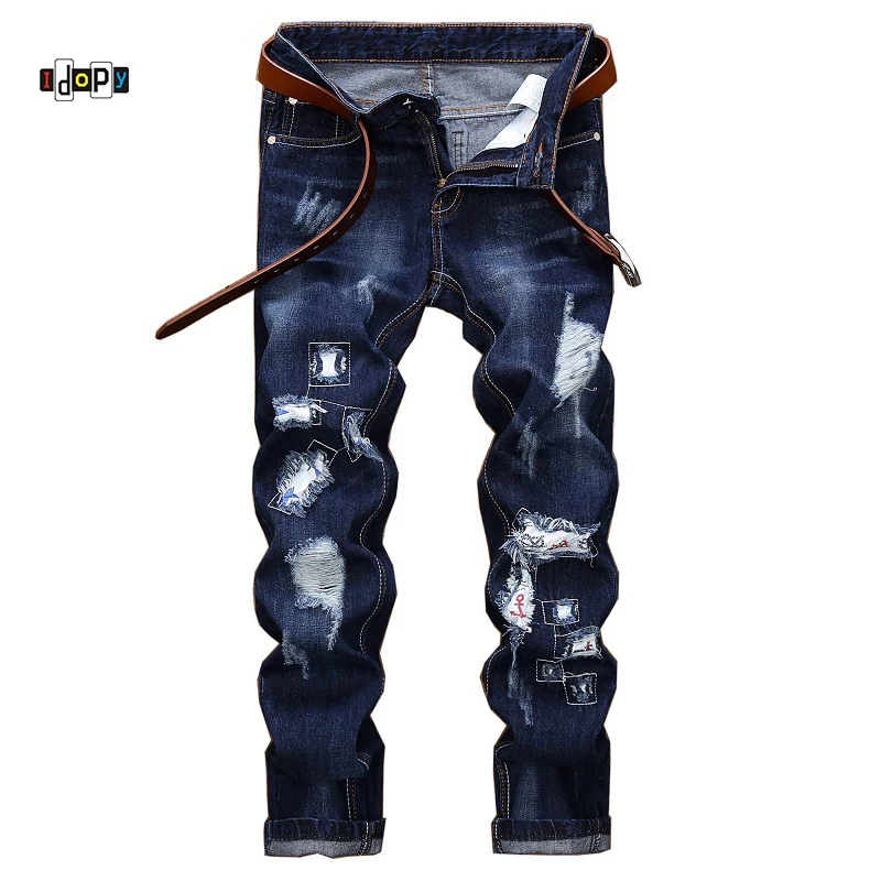 Idopy Casual Men's Biker Jeans Male Patchwork Ripped Stright Fit Denim Pants Patches Hip Hop Streetwear Jean Trousers For Men
Idopy Casual Men's Biker Jeans Male Patchwork Ripped Stright Fit Denim Pants Patches Hip Hop Streetwear Jean Trousers For Men