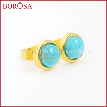 BOROSA Druzy Jewelry 5 pcs Gold Color 8mm Natural Round Greenish Sky Blue Stone Stud Earring ZG0121
BOROSA Druzy Jewelry 5 pcs Gold Color 8mm Natural Round Greenish Sky Blue Stone Stud Earring ZG0121