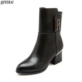 QZYERAI 2018 New stylish ankle boots 100% cowhide thick heels pointed, Martin boots sexy women's shoes sizes 34-42
QZYERAI 2018 New stylish ankle boots 100% cowhide thick heels pointed, Martin boots sexy women's shoes sizes 34-42