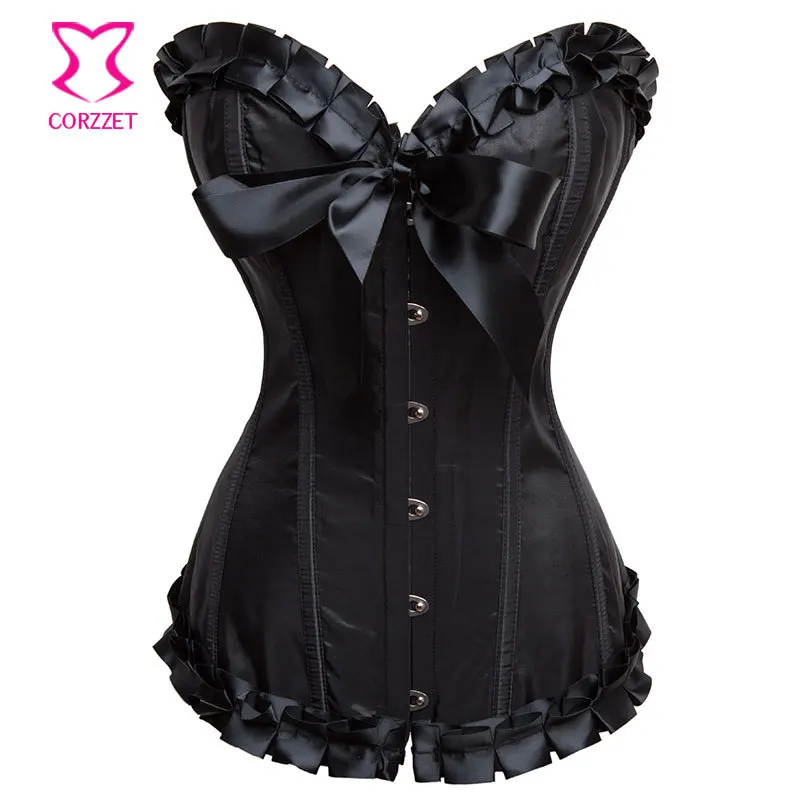 Plus Size Corset and Bustier Sexy Black Satin Ruffle Trim Overbust Corset For Fat Women
Plus Size Corset and Bustier Sexy Black Satin Ruffle Trim Overbust Corset For Fat Women