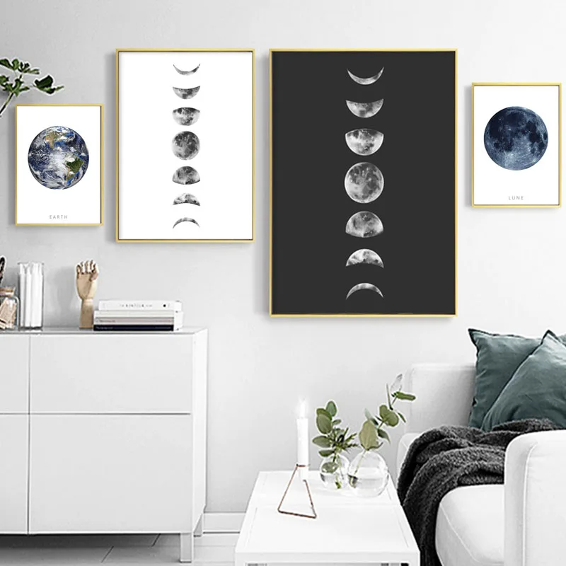 Earth Moon Cuadros Nordic Poster Wall Art Canvas Abstract Painting Black White Pictures for Living Room Decor Posters and Prints
Earth Moon Cuadros Nordic Poster Wall Art Canvas Abstract Painting Black White Pictures for Living Room Decor Posters and Prints