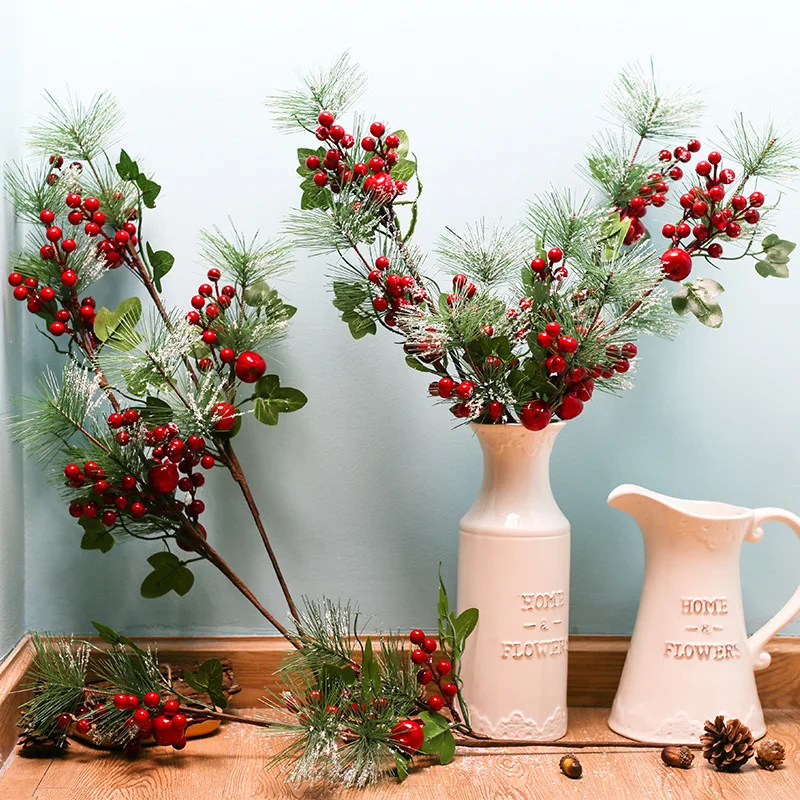 Artificial Pine Branch Red Fruit Artificial Berry for Christmas Decoration Fake Flower Home Party Decor Flower Arrangement
Artificial Pine Branch Red Fruit Artificial Berry for Christmas Decoration Fake Flower Home Party Decor Flower Arrangement