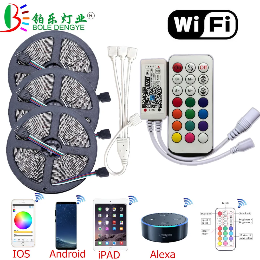 BOLEDENGYE 5m 10m 15m 5050 WiFi RGB LED Strip SMD Non Waterproof Flexible Tape Ribbon +30M Control Distance RF WiFi Controller
BOLEDENGYE 5m 10m 15m 5050 WiFi RGB LED Strip SMD Non Waterproof Flexible Tape Ribbon +30M Control Distance RF WiFi Controller