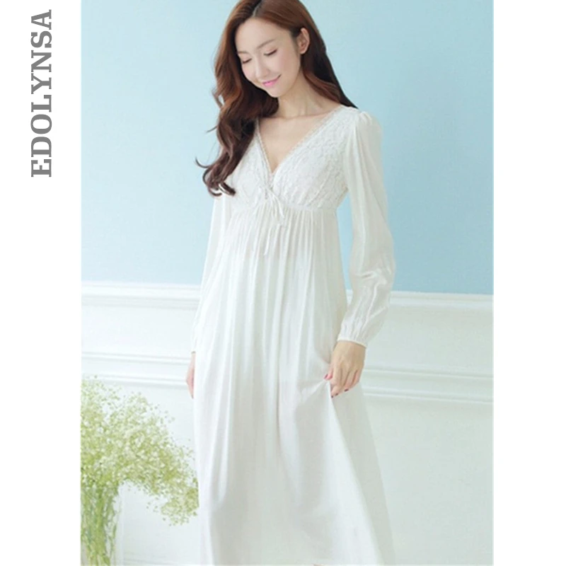 Autumn Vintage Nightgowns V-neck Ladies Dresses Princess White Sexy Sleepwear Lace Home Dress Comfortable Long Nightdress #HH13
Autumn Vintage Nightgowns V-neck Ladies Dresses Princess White Sexy Sleepwear Lace Home Dress Comfortable Long Nightdress #HH13