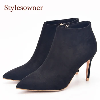 New Euramerican Style Fashion Solid Flock Side Zipper Women Black Short Ankle Boots Sexy Pointed Toe Thin High Heels Lady Shoes
New Euramerican Style Fashion Solid Flock Side Zipper Women Black Short Ankle Boots Sexy Pointed Toe Thin High Heels Lady Shoes