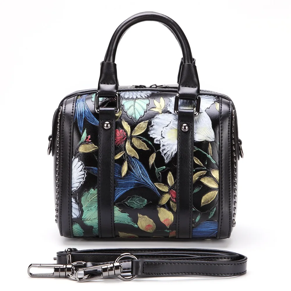 Genuine Leather Women Floral Shoulder Messenger Cross Body Bag Embossed Tote Handbag Hand-painted Chinese Style Top Handle Bags
Genuine Leather Women Floral Shoulder Messenger Cross Body Bag Embossed Tote Handbag Hand-painted Chinese Style Top Handle Bags