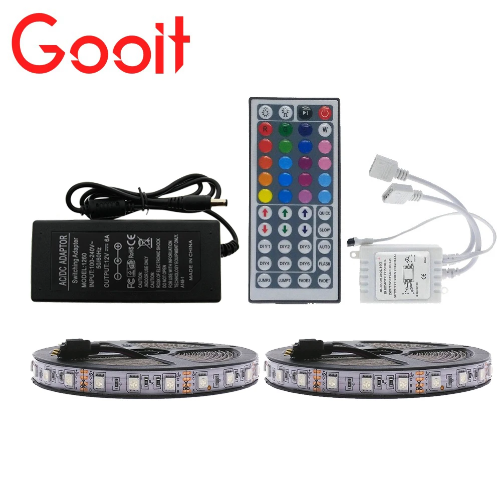 10 м светодиодные ленты свет 5050 RGB светодио дный 600 гибкие комплект + 44 Ключи пульт