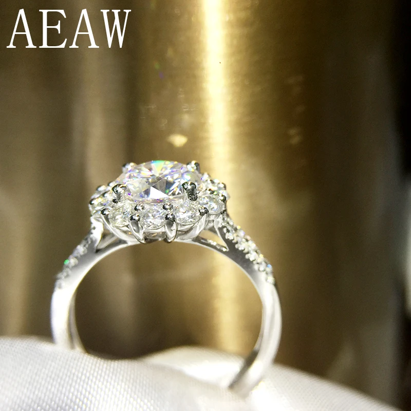AEAW 2 карат ct 8 мм круглая огранка DF цвет помолвки и свадьбы Moissanite кольцо с