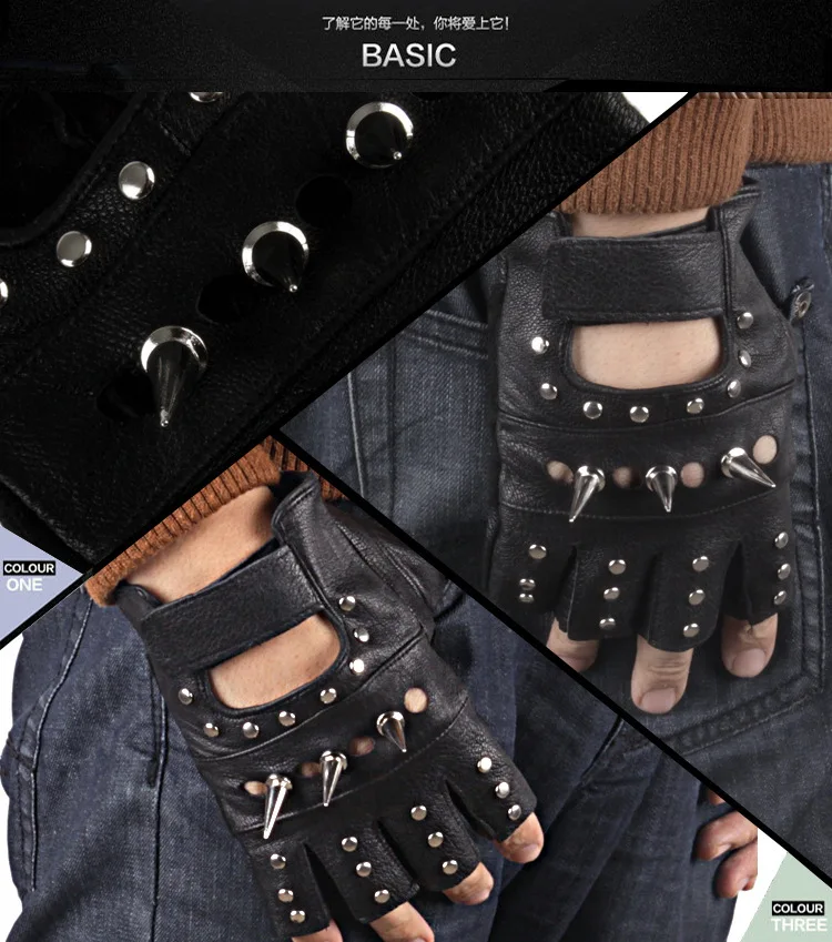 High Quality Men Genuine Sheepskin Leather Gloves Punk Rock Fingerless Mittens Sliver Alloy Rivet Motorcycle Speed Racer Gloves
High Quality Men Genuine Sheepskin Leather Gloves Punk Rock Fingerless Mittens Sliver Alloy Rivet Motorcycle Speed Racer Gloves