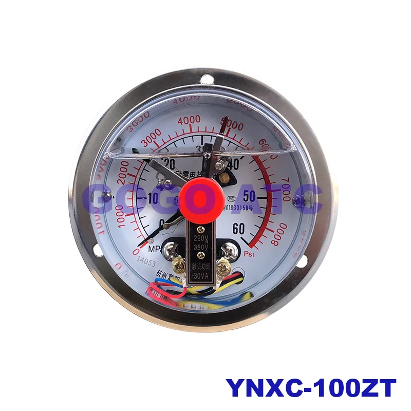 Axial belt edge seismic electric contact pressure gauge YNXC-100ZT 1.6MPA magnetic assist 0-60MPA Upper and lower limit control
Axial belt edge seismic electric contact pressure gauge YNXC-100ZT 1.6MPA magnetic assist 0-60MPA Upper and lower limit control