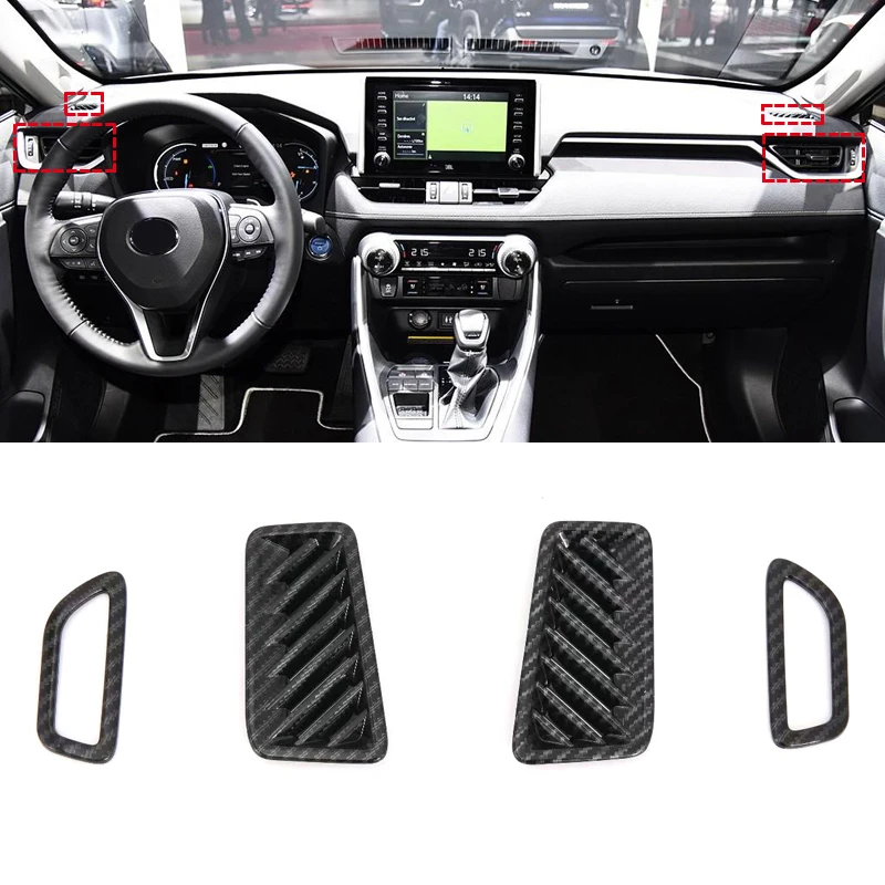 Carbon-Style-Car-Auto-Accessories-Interior-Front-Upper-A-C-Air-Outlet-Vent-Cover-Trim-4PCS