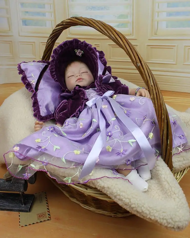 

Nicery 16-18inch 40-45cm Bebe Doll Reborn Soft Silicone Boy Girl Toy Reborn Baby Doll Gift for Children Purple Pillow Vivid