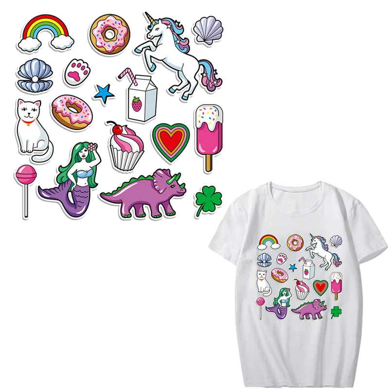 Cute Animal Patch Set Iron on Unicorn Dinosaur Mermaid Cat Patches for Kids Clothing DIY Applique Stripes on Clothes Heat Press
Cute Animal Patch Set Iron on Unicorn Dinosaur Mermaid Cat Patches for Kids Clothing DIY Applique Stripes on Clothes Heat Press