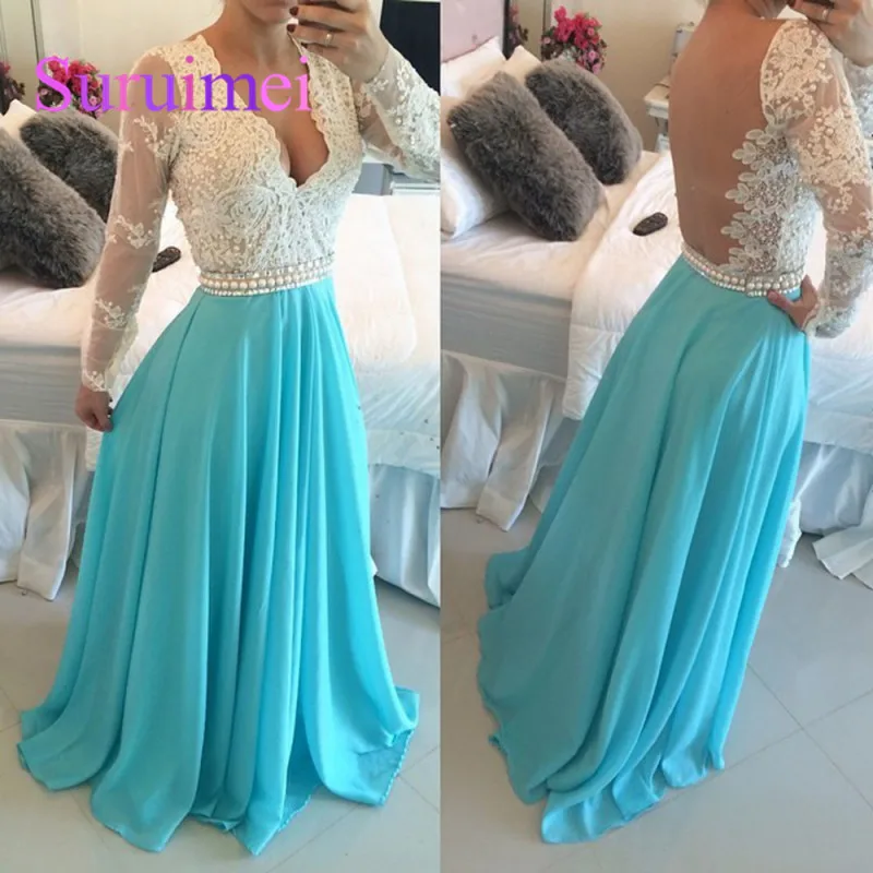 2018 Fashionable Long Sleeve Lace Top Prom Dresses Robe De Soiree Vestido De Festa Cheap Girls Backless Long Evening Dress Party
2018 Fashionable Long Sleeve Lace Top Prom Dresses Robe De Soiree Vestido De Festa Cheap Girls Backless Long Evening Dress Party