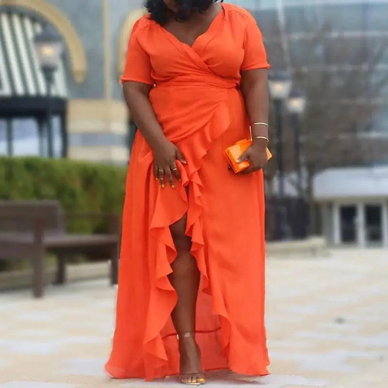 Plus Size Dinner Party Date Orange Summer Sexy Women Long Dresses High Waist Falbala Split Plain Female Chic African Maxi Dress
Plus Size Dinner Party Date Orange Summer Sexy Women Long Dresses High Waist Falbala Split Plain Female Chic African Maxi Dress