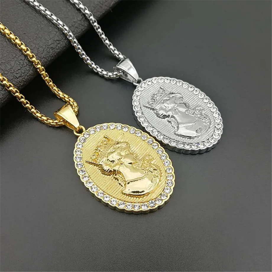 Hip Hop Iced Out Victorian Court Beauty Head Pendant Necklace Silver Gold Color Stainless Steel Oval Necklace For Women Jewelry
Hip Hop Iced Out Victorian Court Beauty Head Pendant Necklace Silver Gold Color Stainless Steel Oval Necklace For Women Jewelry