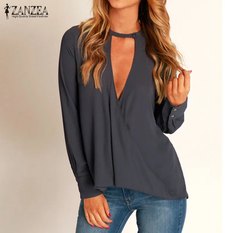 ZANZEA 2019 Elegant Autumn Blouse Women Sexy Deep V Pleated Casual Work Blusas Mujer Long Sleeve Shirt Pleated Tops Vestido
ZANZEA 2019 Elegant Autumn Blouse Women Sexy Deep V Pleated Casual Work Blusas Mujer Long Sleeve Shirt Pleated Tops Vestido