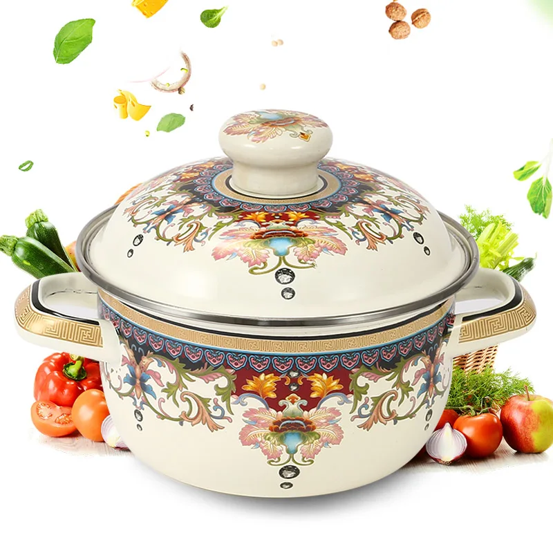 18CM Chinese style decorative pattern two-ear enamel pot household thickened soup pot stew pot gas electromagnetic oven universa
18CM Chinese style decorative pattern two-ear enamel pot household thickened soup pot stew pot gas electromagnetic oven universa