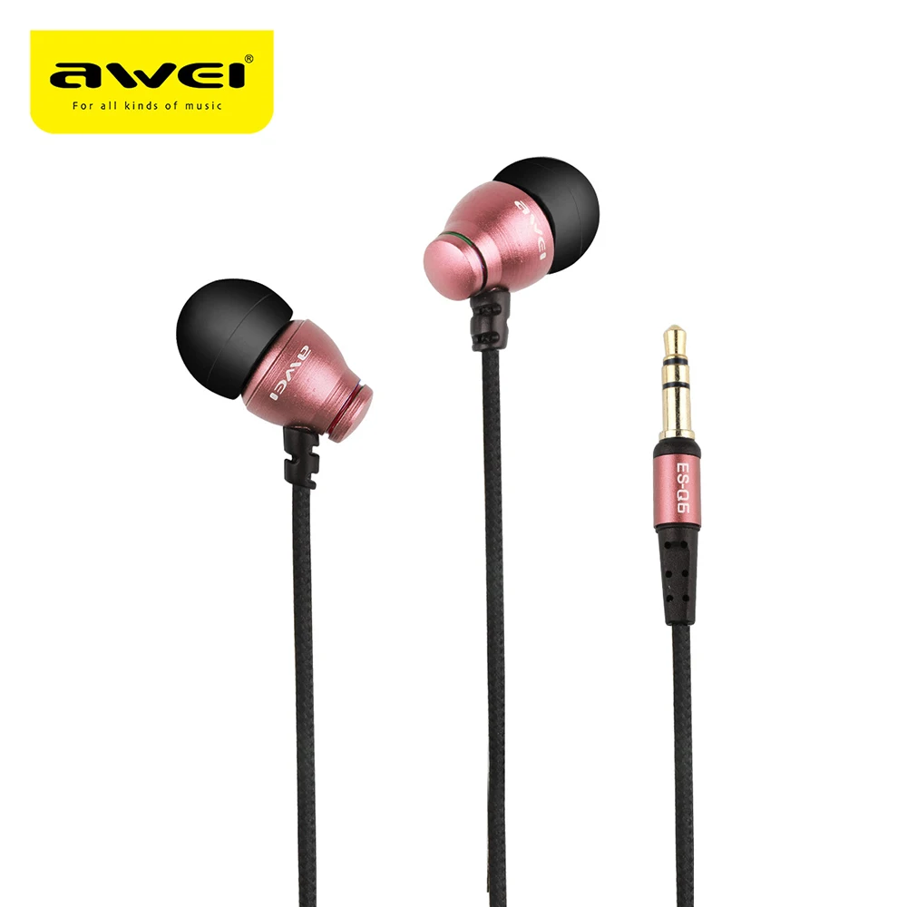 

AWEI ES - Q6 3.5MM Plug In-Ear Earphones Stereo Music Vibrate Sounds Deep Bass Earphones Headphones With Microphone 4 Colors