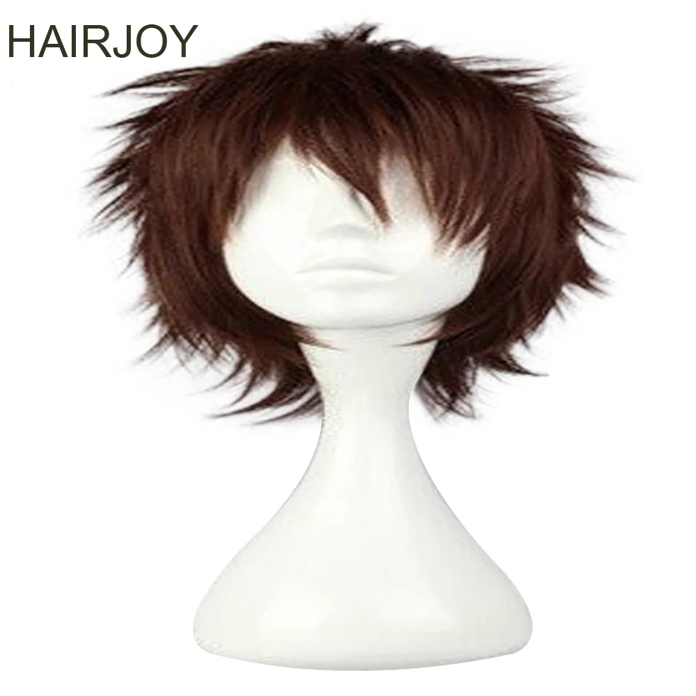 

HAIRJOY 30cm Blonde Brown Black Cosplay Wig Male Haircut Short Layered Hairstyles Synthetic Hair 4 Colors Available